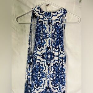 Talbots Blue and White sleeveless open back Dress. 12P.             A12